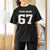 Personalized 67 Jersey Number T Shirt For Women Custom Name Varsity Sports 67th Birthday - Wonder Print Shop