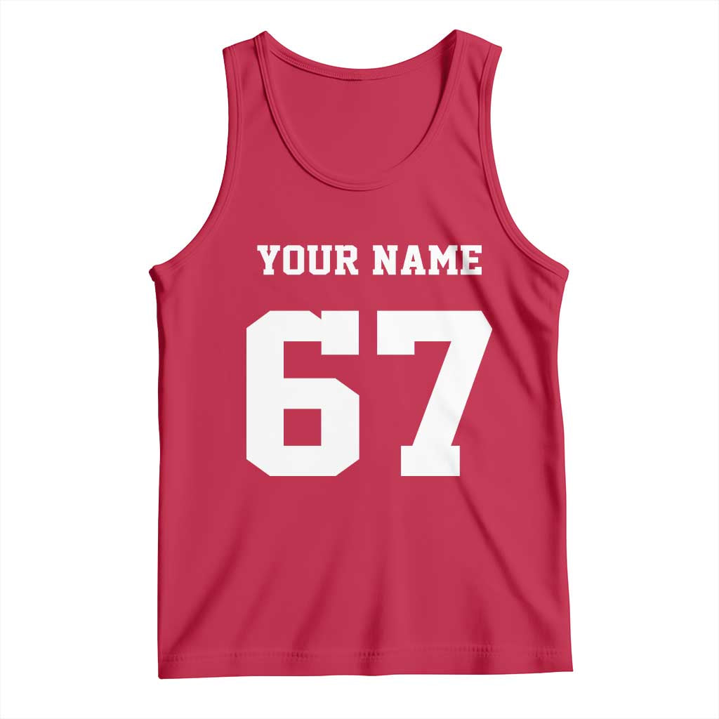 Personalized 67 Jersey Number Tank Top Custom Name Varsity Sports 67th Birthday - Wonder Print Shop