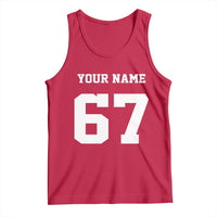 Personalized 67 Jersey Number Tank Top Custom Name Varsity Sports 67th Birthday - Wonder Print Shop