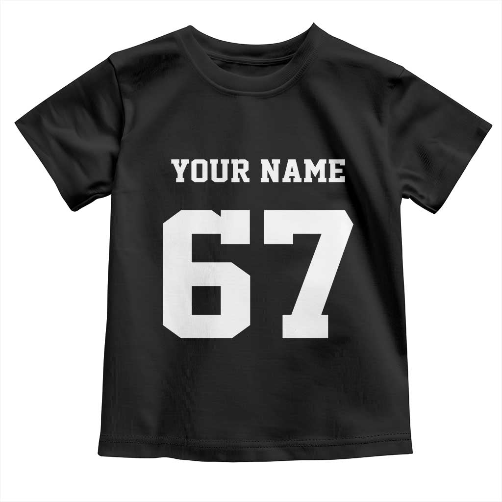 Personalized 67 Jersey Number Toddler T Shirt Custom Name Varsity Sports 67th Birthday - Wonder Print Shop