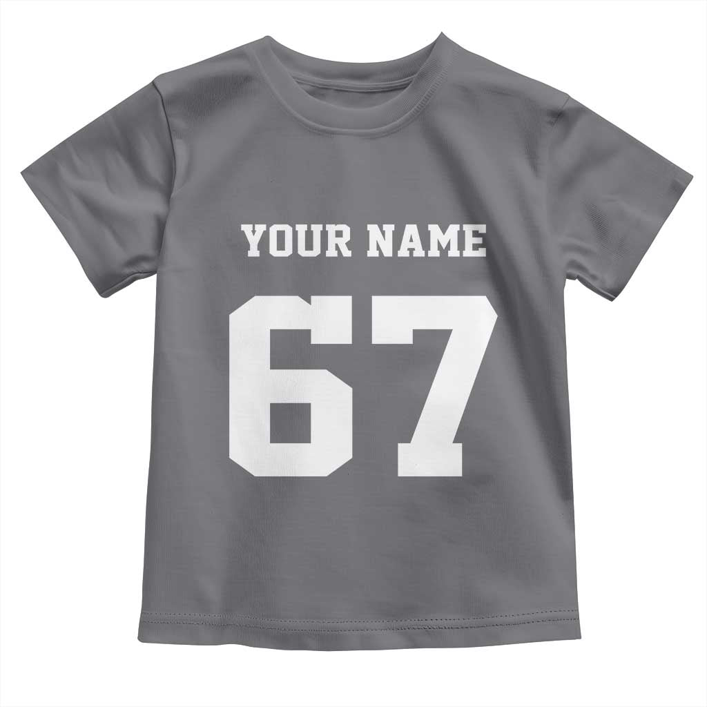 Personalized 67 Jersey Number Toddler T Shirt Custom Name Varsity Sports 67th Birthday - Wonder Print Shop
