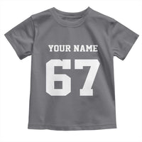 Personalized 67 Jersey Number Toddler T Shirt Custom Name Varsity Sports 67th Birthday - Wonder Print Shop