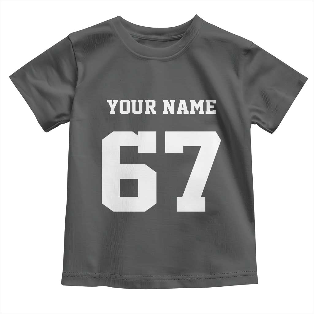 Personalized 67 Jersey Number Toddler T Shirt Custom Name Varsity Sports 67th Birthday - Wonder Print Shop