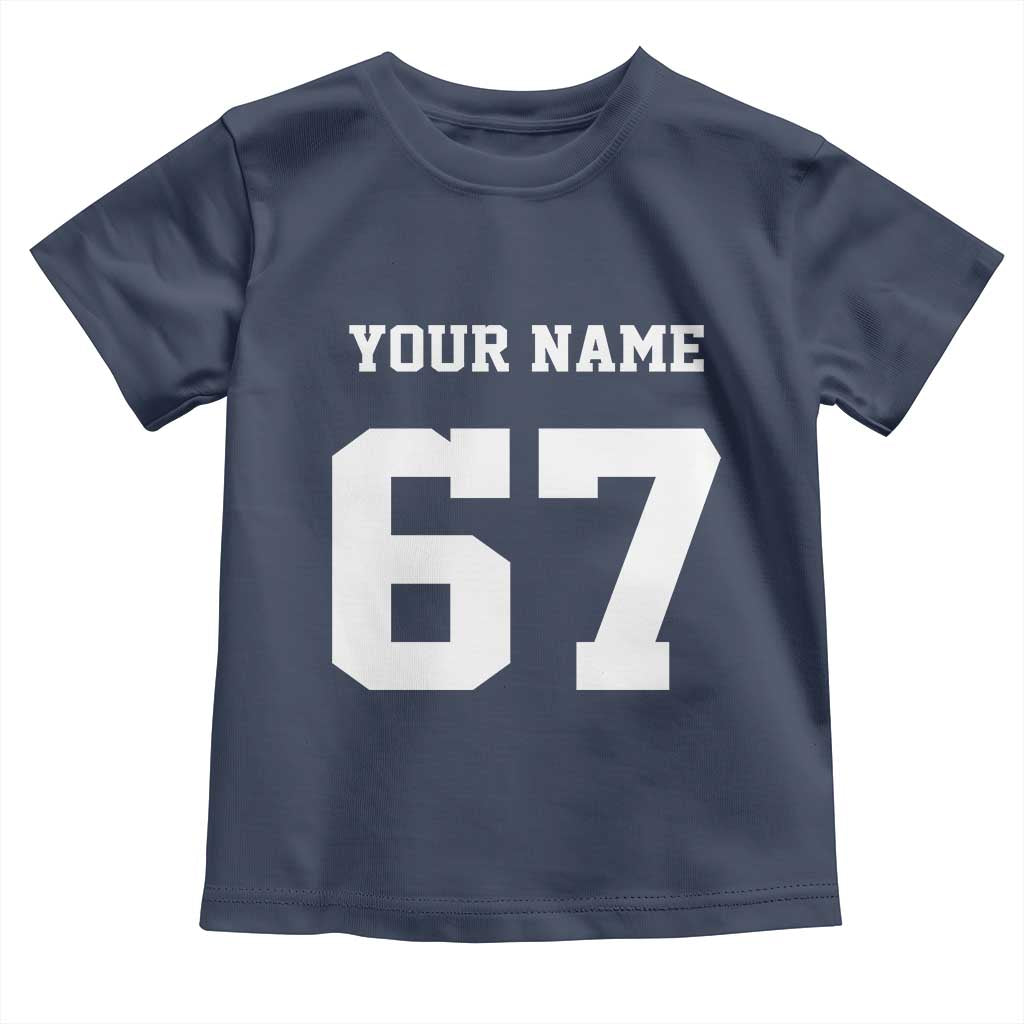 Personalized 67 Jersey Number Toddler T Shirt Custom Name Varsity Sports 67th Birthday - Wonder Print Shop