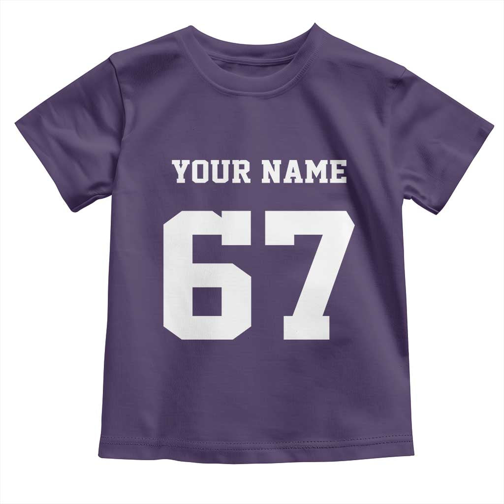 Personalized 67 Jersey Number Toddler T Shirt Custom Name Varsity Sports 67th Birthday - Wonder Print Shop