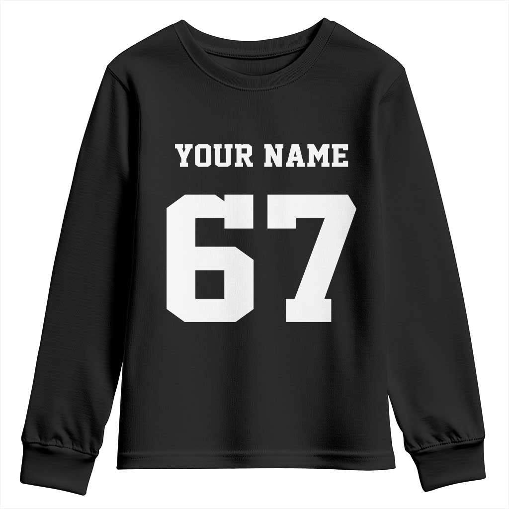Personalized 67 Jersey Number Youth Sweatshirt Custom Name Varsity Sports 67th Birthday - Wonder Print Shop