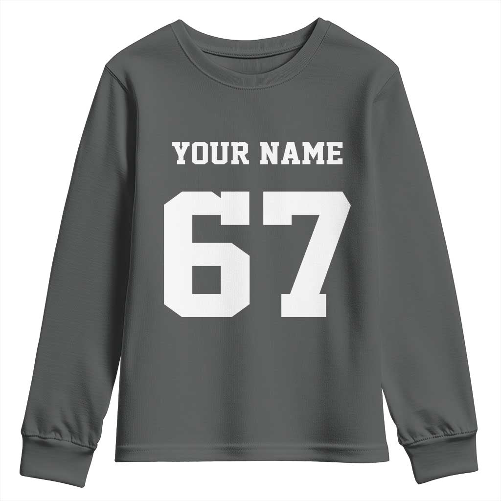 Personalized 67 Jersey Number Youth Sweatshirt Custom Name Varsity Sports 67th Birthday - Wonder Print Shop