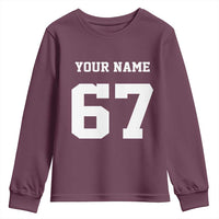 Personalized 67 Jersey Number Youth Sweatshirt Custom Name Varsity Sports 67th Birthday - Wonder Print Shop