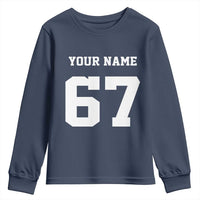 Personalized 67 Jersey Number Youth Sweatshirt Custom Name Varsity Sports 67th Birthday - Wonder Print Shop