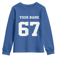Personalized 67 Jersey Number Youth Sweatshirt Custom Name Varsity Sports 67th Birthday - Wonder Print Shop