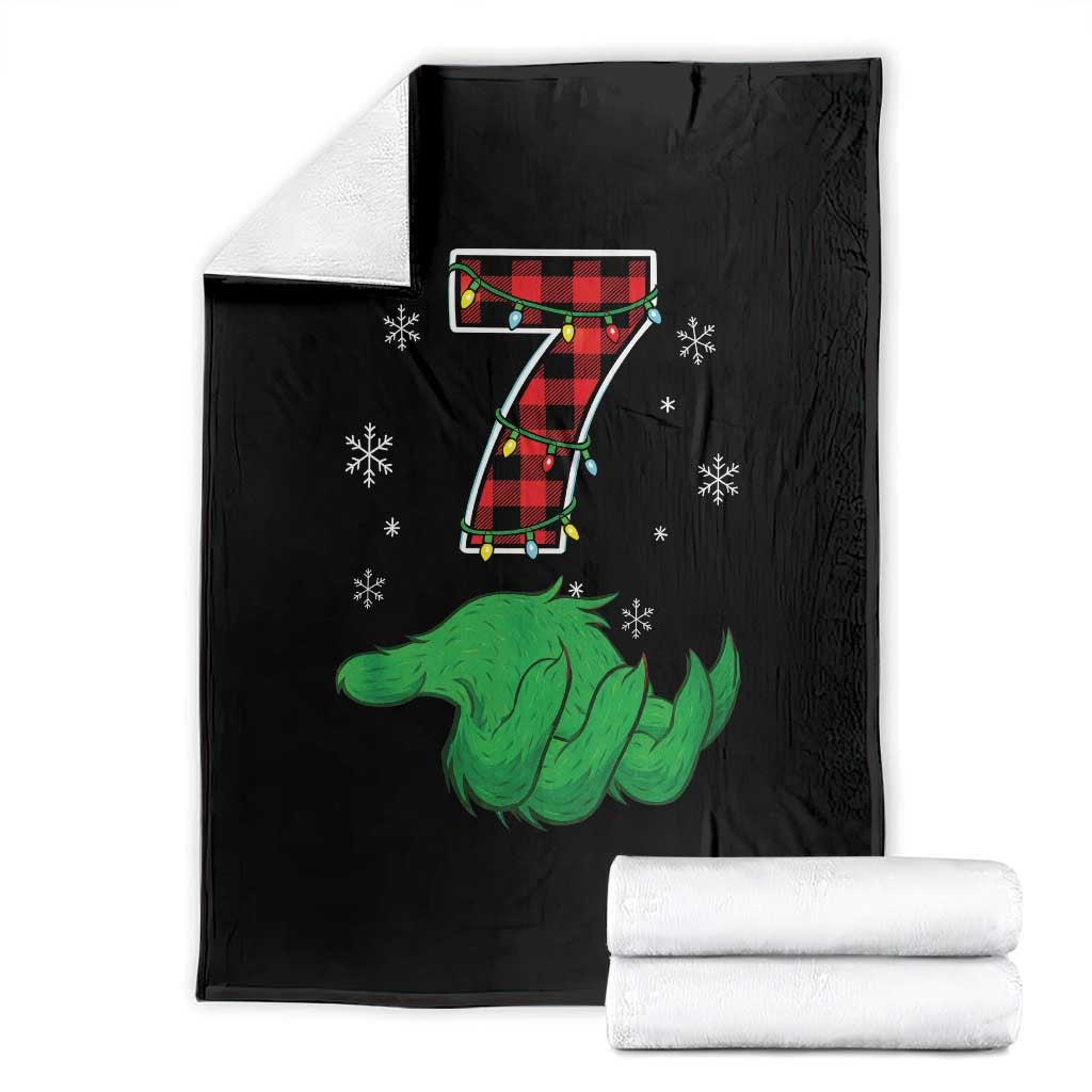 Number 7 Matching 67 Christmas Throw Blanket Red Plaid Xmas Pajamas Holiday Gen Alpha Slang Meme - Wonder Print Shop