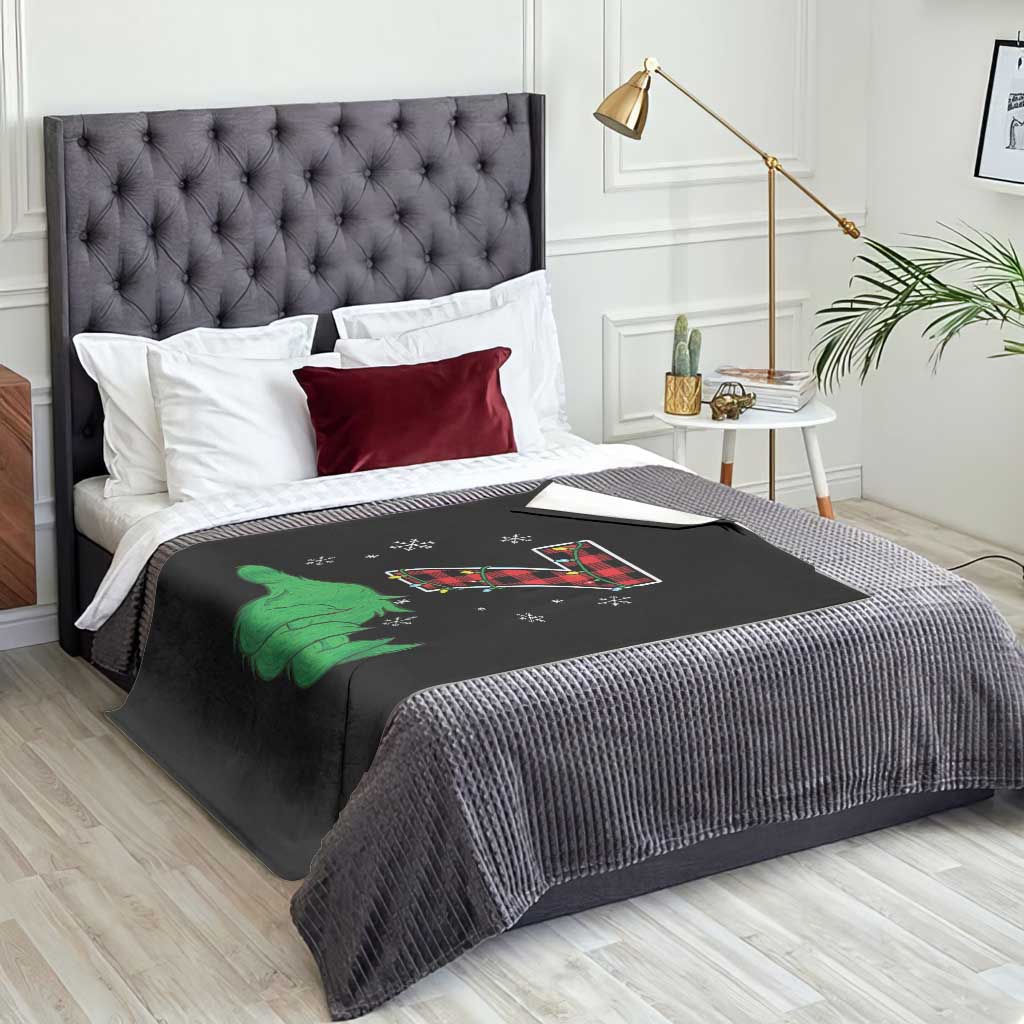 Number 7 Matching 67 Christmas Throw Blanket Red Plaid Xmas Pajamas Holiday Gen Alpha Slang Meme - Wonder Print Shop