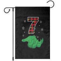 Number 7 Matching 67 Christmas Garden Flag Red Plaid Xmas Pajamas Holiday Gen Alpha Slang Meme - Wonder Print Shop