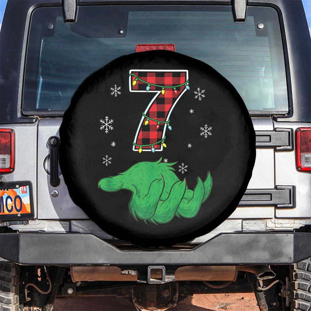 Number 7 Matching 67 Christmas Spare Tire Cover Red Plaid Xmas Pajamas Holiday Gen Alpha Slang Meme - Wonder Print Shop