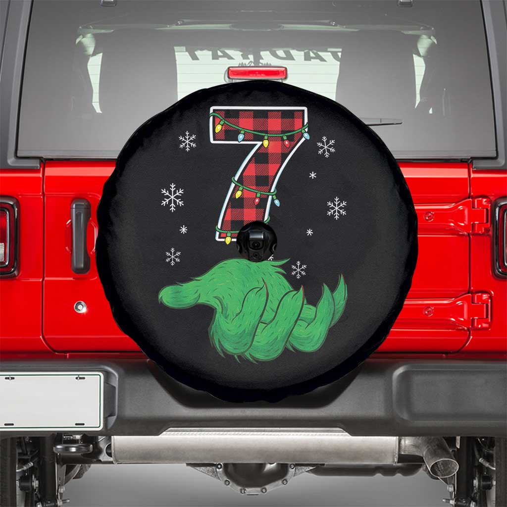 Number 7 Matching 67 Christmas Spare Tire Cover Red Plaid Xmas Pajamas Holiday Gen Alpha Slang Meme - Wonder Print Shop