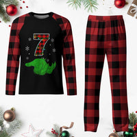 Number 7 Matching 67 Christmas Plaid Pajama Set Red Plaid Xmas Pajamas Holiday Gen Alpha Slang Meme - Wonder Print Shop
