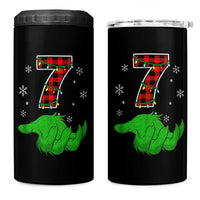 Number 7 Matching 67 Christmas 4 in 1 Can Cooler Tumbler Red Plaid Xmas Pajamas Holiday Gen Alpha Slang Meme - Wonder Print Shop