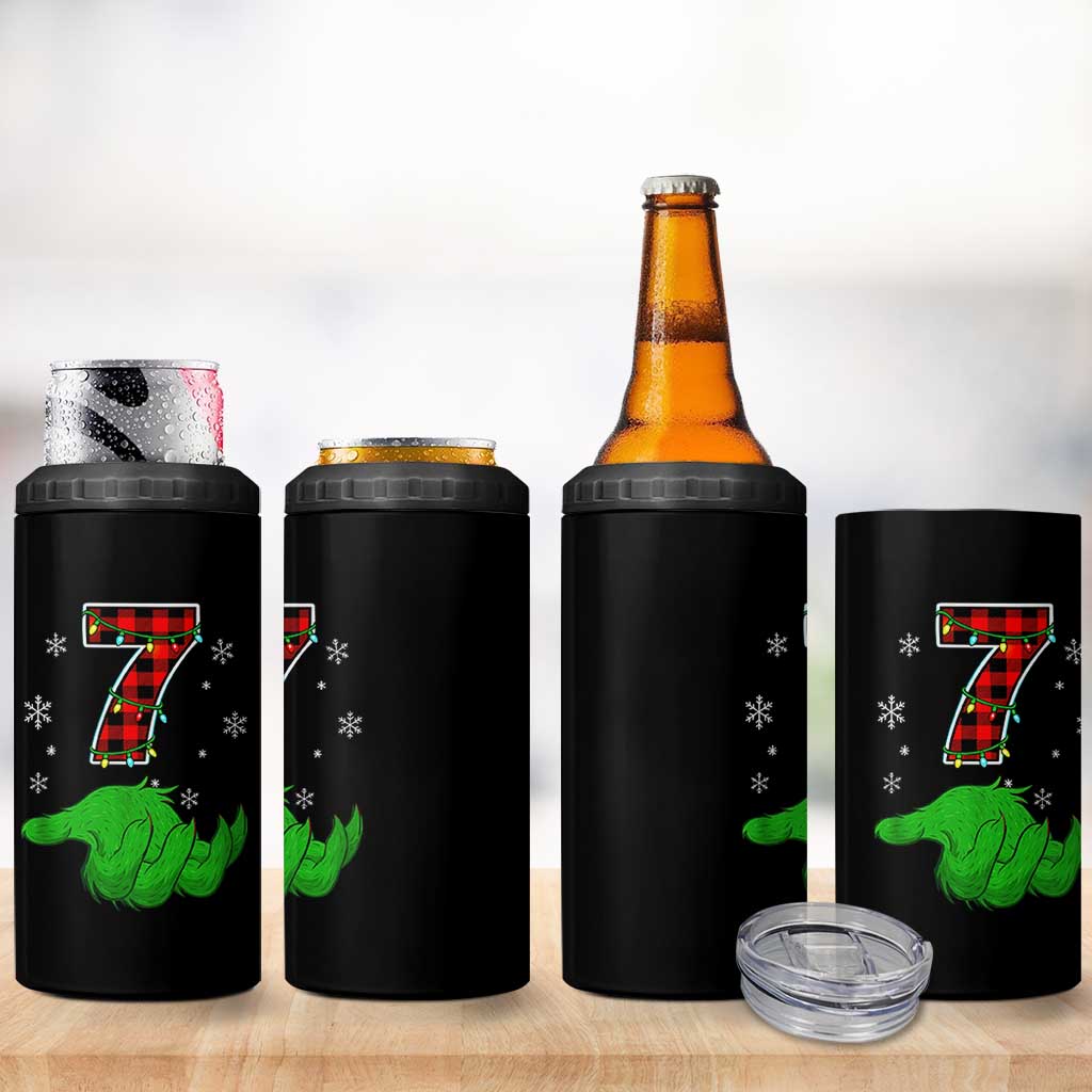 Number 7 Matching 67 Christmas 4 in 1 Can Cooler Tumbler Red Plaid Xmas Pajamas Holiday Gen Alpha Slang Meme - Wonder Print Shop
