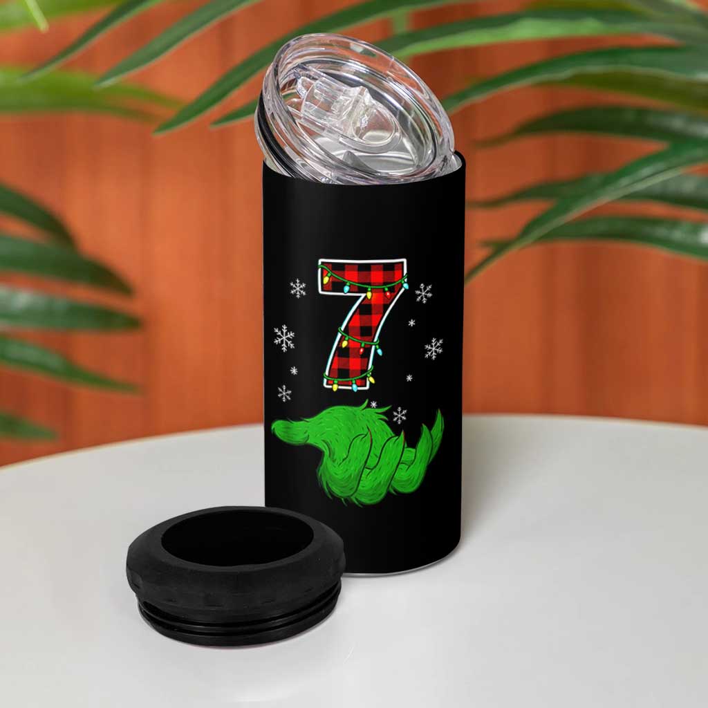 Number 7 Matching 67 Christmas 4 in 1 Can Cooler Tumbler Red Plaid Xmas Pajamas Holiday Gen Alpha Slang Meme - Wonder Print Shop