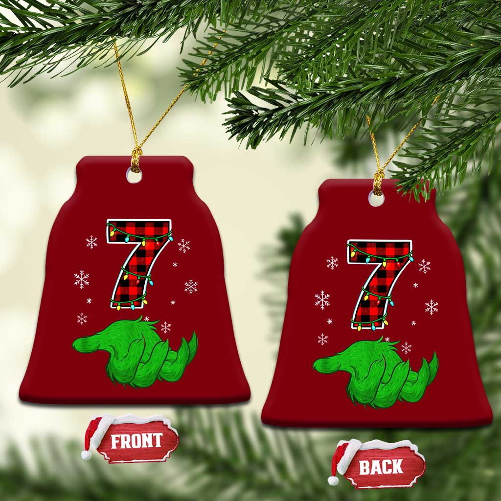 Number 7 Matching 67 Christmas Ceramic Ornament Red Plaid Xmas Pajamas Holiday Gen Alpha Slang Meme - Wonder Print Shop