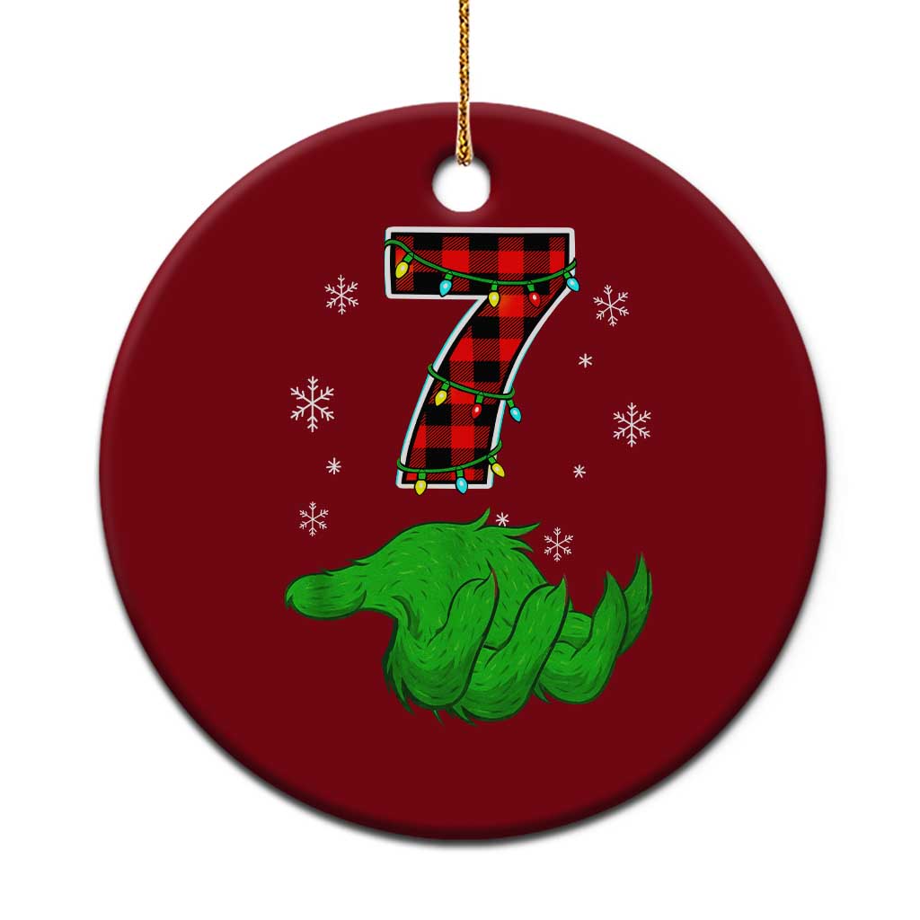Number 7 Matching 67 Christmas Ceramic Ornament Red Plaid Xmas Pajamas Holiday Gen Alpha Slang Meme - Wonder Print Shop