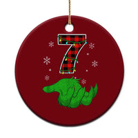 Number 7 Matching 67 Christmas Ceramic Ornament Red Plaid Xmas Pajamas Holiday Gen Alpha Slang Meme - Wonder Print Shop
