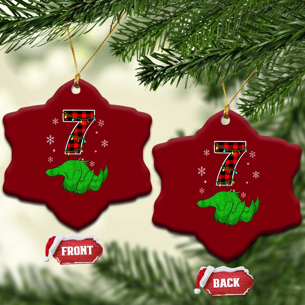 Number 7 Matching 67 Christmas Ceramic Ornament Red Plaid Xmas Pajamas Holiday Gen Alpha Slang Meme - Wonder Print Shop