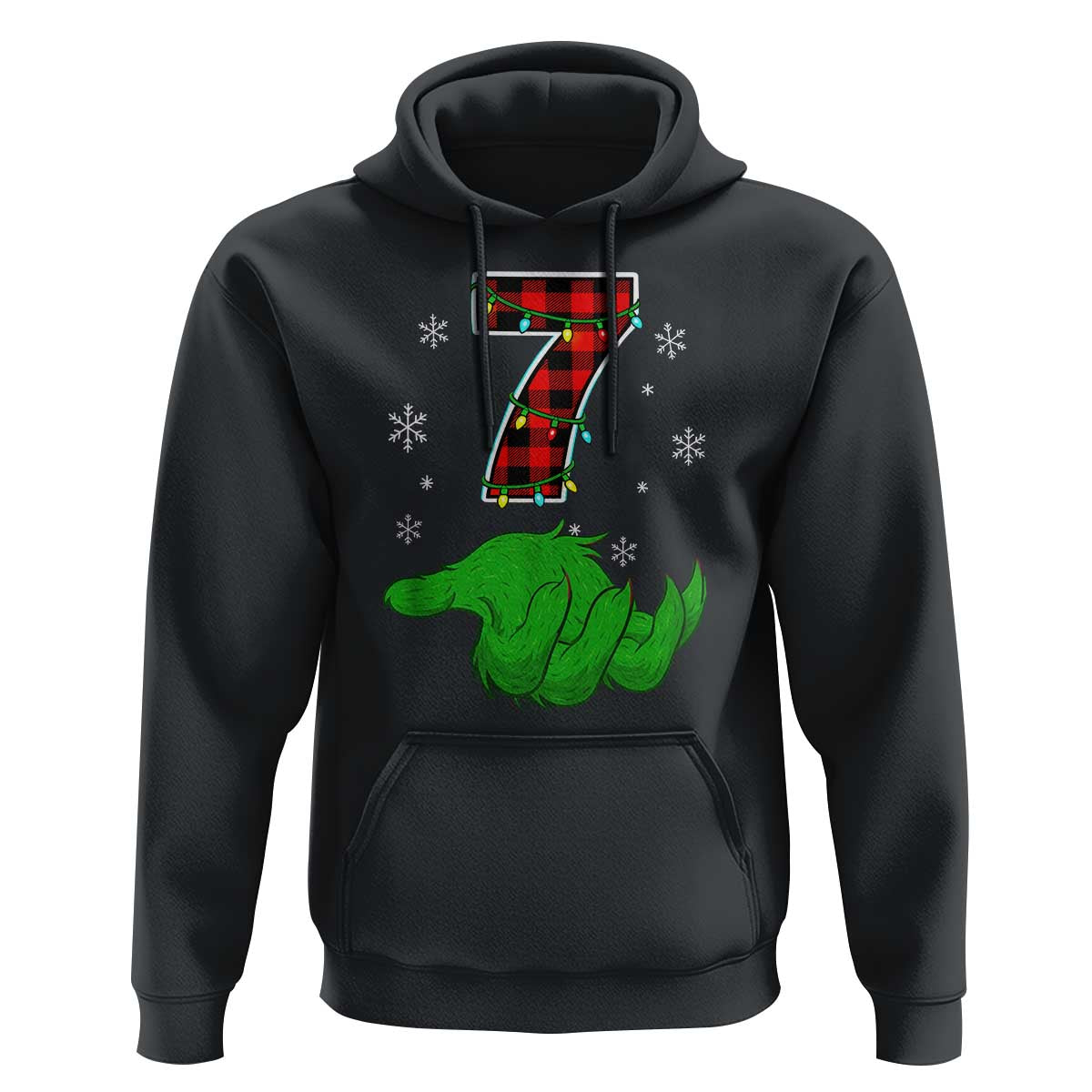 Number 7 Matching 67 Christmas Hoodie Red Plaid Xmas Pajamas Holiday Gen Alpha Slang Meme - Wonder Print Shop