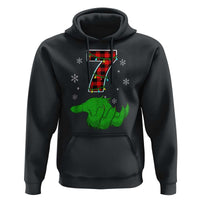 Number 7 Matching 67 Christmas Hoodie Red Plaid Xmas Pajamas Holiday Gen Alpha Slang Meme - Wonder Print Shop