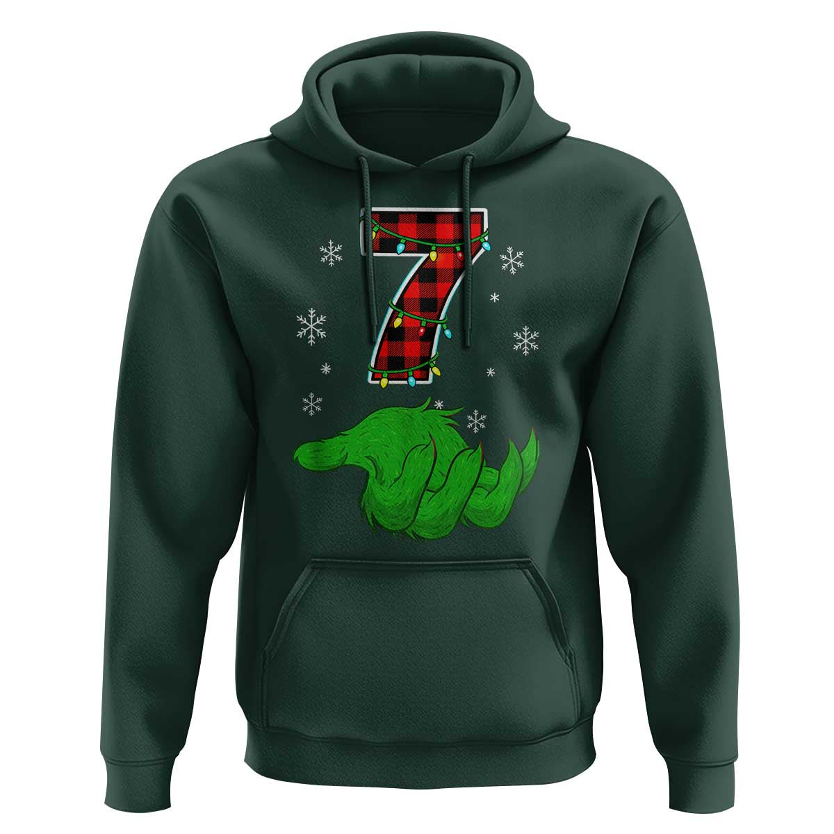 Number 7 Matching 67 Christmas Hoodie Red Plaid Xmas Pajamas Holiday Gen Alpha Slang Meme - Wonder Print Shop