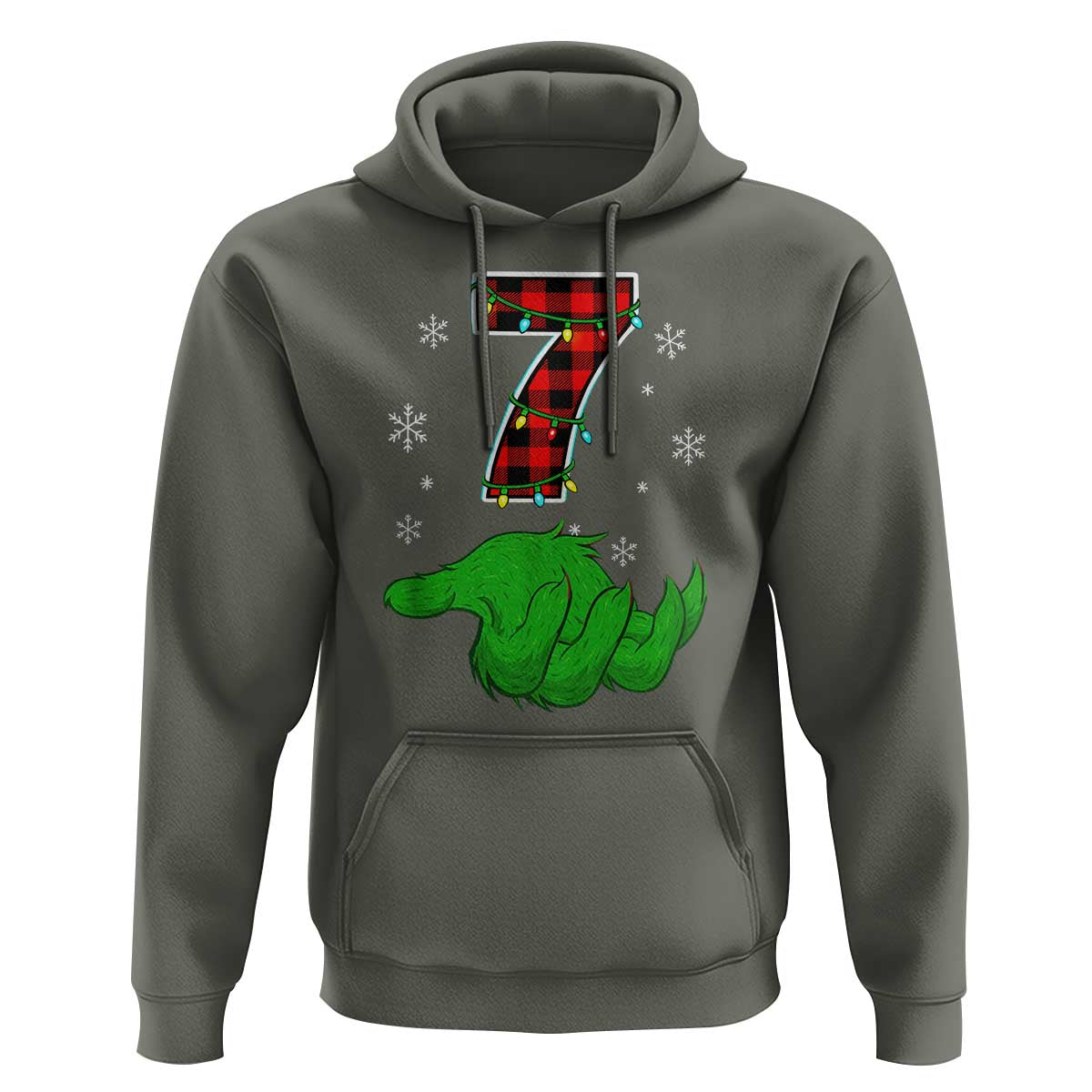 Number 7 Matching 67 Christmas Hoodie Red Plaid Xmas Pajamas Holiday Gen Alpha Slang Meme - Wonder Print Shop