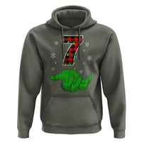 Number 7 Matching 67 Christmas Hoodie Red Plaid Xmas Pajamas Holiday Gen Alpha Slang Meme - Wonder Print Shop