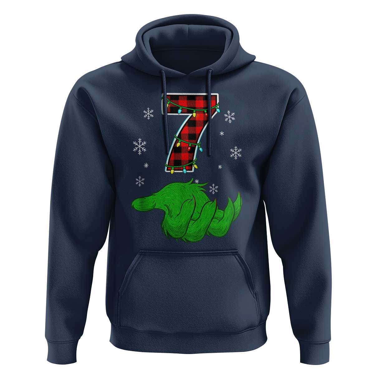 Number 7 Matching 67 Christmas Hoodie Red Plaid Xmas Pajamas Holiday Gen Alpha Slang Meme - Wonder Print Shop