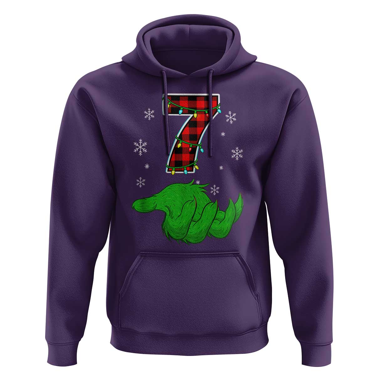 Number 7 Matching 67 Christmas Hoodie Red Plaid Xmas Pajamas Holiday Gen Alpha Slang Meme - Wonder Print Shop