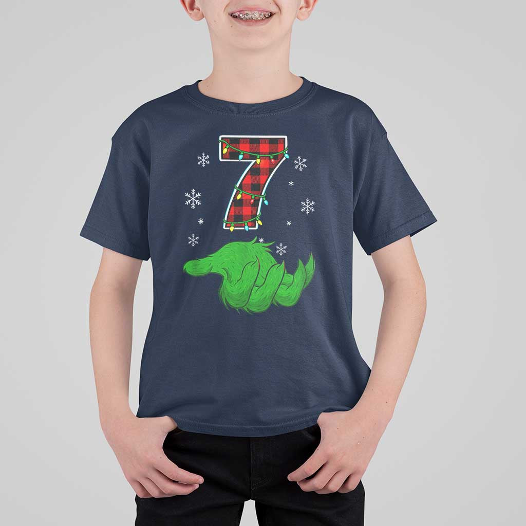 Number 7 Matching 67 Christmas T Shirt For Kid Red Plaid Xmas Pajamas Holiday Gen Alpha Slang Meme - Wonder Print Shop