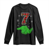Number 7 Matching 67 Christmas Long Sleeve Shirt Red Plaid Xmas Pajamas Holiday Gen Alpha Slang Meme - Wonder Print Shop