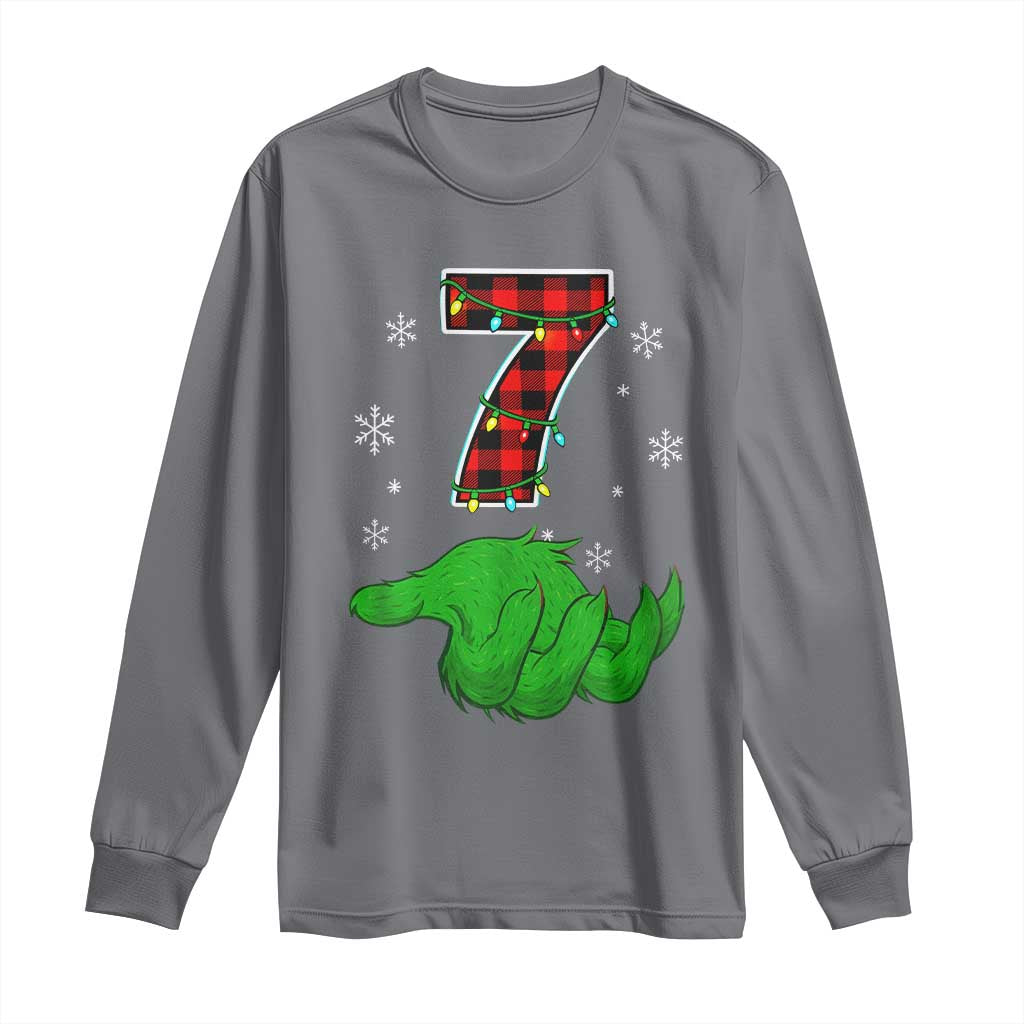 Number 7 Matching 67 Christmas Long Sleeve Shirt Red Plaid Xmas Pajamas Holiday Gen Alpha Slang Meme - Wonder Print Shop