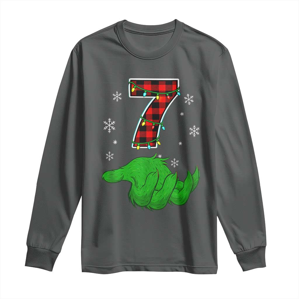 Number 7 Matching 67 Christmas Long Sleeve Shirt Red Plaid Xmas Pajamas Holiday Gen Alpha Slang Meme - Wonder Print Shop