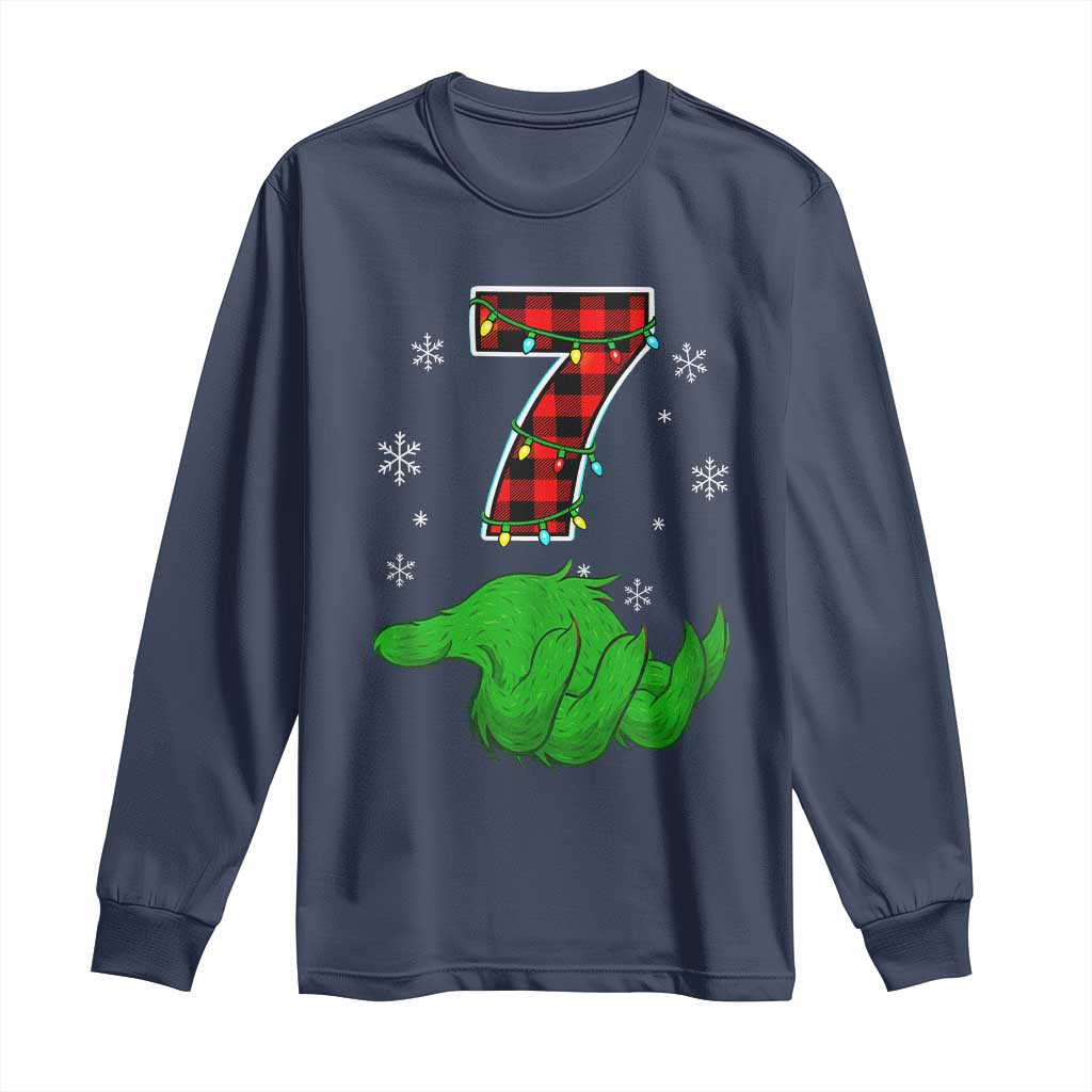 Number 7 Matching 67 Christmas Long Sleeve Shirt Red Plaid Xmas Pajamas Holiday Gen Alpha Slang Meme - Wonder Print Shop