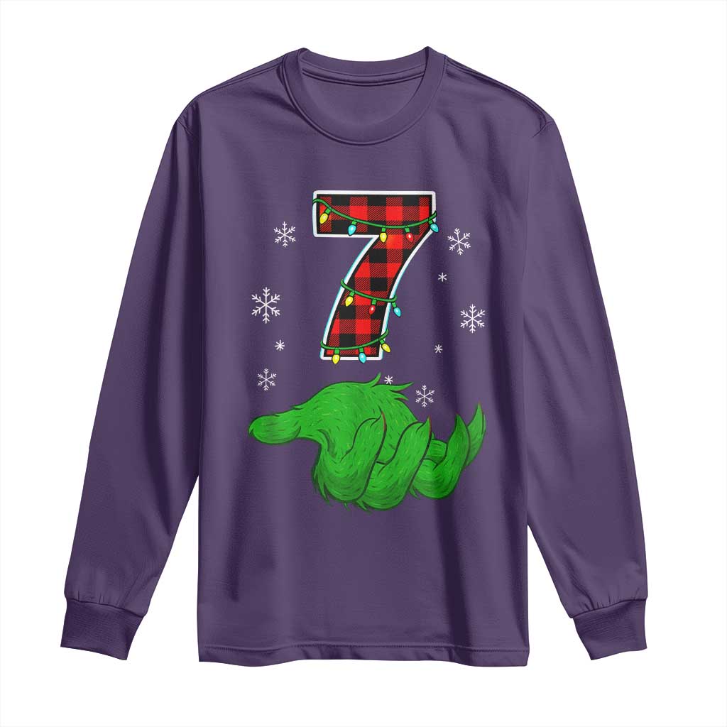 Number 7 Matching 67 Christmas Long Sleeve Shirt Red Plaid Xmas Pajamas Holiday Gen Alpha Slang Meme - Wonder Print Shop