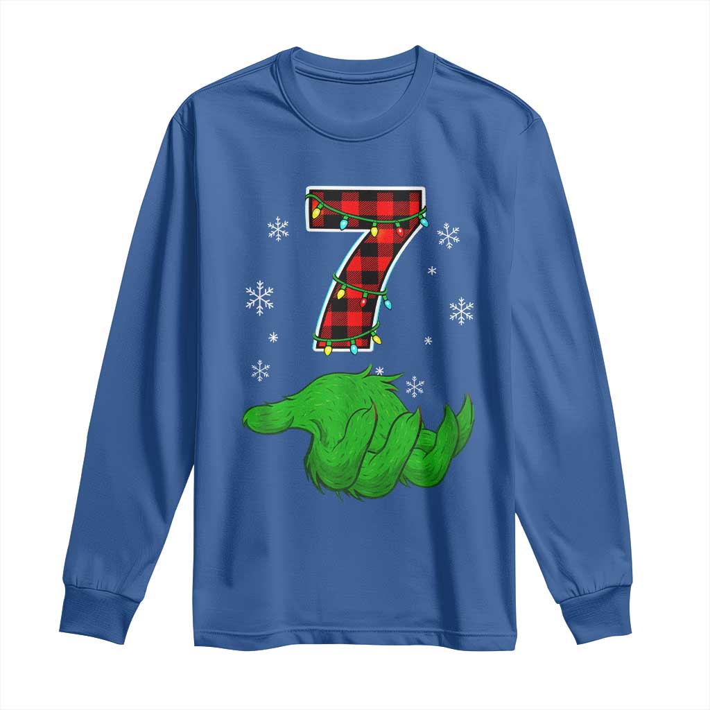 Number 7 Matching 67 Christmas Long Sleeve Shirt Red Plaid Xmas Pajamas Holiday Gen Alpha Slang Meme - Wonder Print Shop