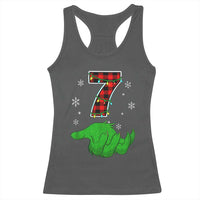 Number 7 Matching 67 Christmas Racerback Tank Top Red Plaid Xmas Pajamas Holiday Gen Alpha Slang Meme - Wonder Print Shop