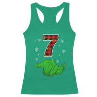 Number 7 Matching 67 Christmas Racerback Tank Top Red Plaid Xmas Pajamas Holiday Gen Alpha Slang Meme - Wonder Print Shop