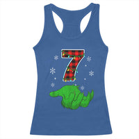 Number 7 Matching 67 Christmas Racerback Tank Top Red Plaid Xmas Pajamas Holiday Gen Alpha Slang Meme - Wonder Print Shop