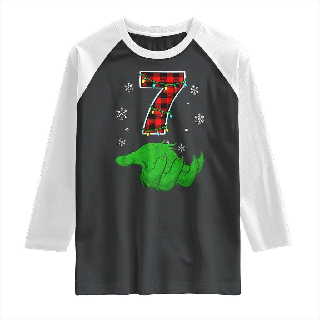 Number 7 Matching 67 Christmas Raglan Shirt Red Plaid Xmas Pajamas Holiday Gen Alpha Slang Meme - Wonder Print Shop