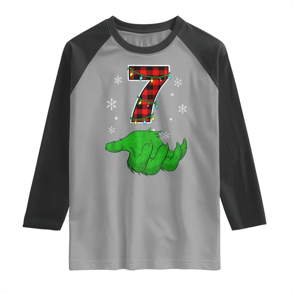 Number 7 Matching 67 Christmas Raglan Shirt Red Plaid Xmas Pajamas Holiday Gen Alpha Slang Meme - Wonder Print Shop
