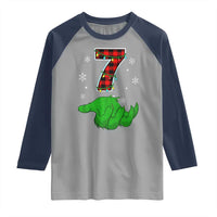 Number 7 Matching 67 Christmas Raglan Shirt Red Plaid Xmas Pajamas Holiday Gen Alpha Slang Meme - Wonder Print Shop