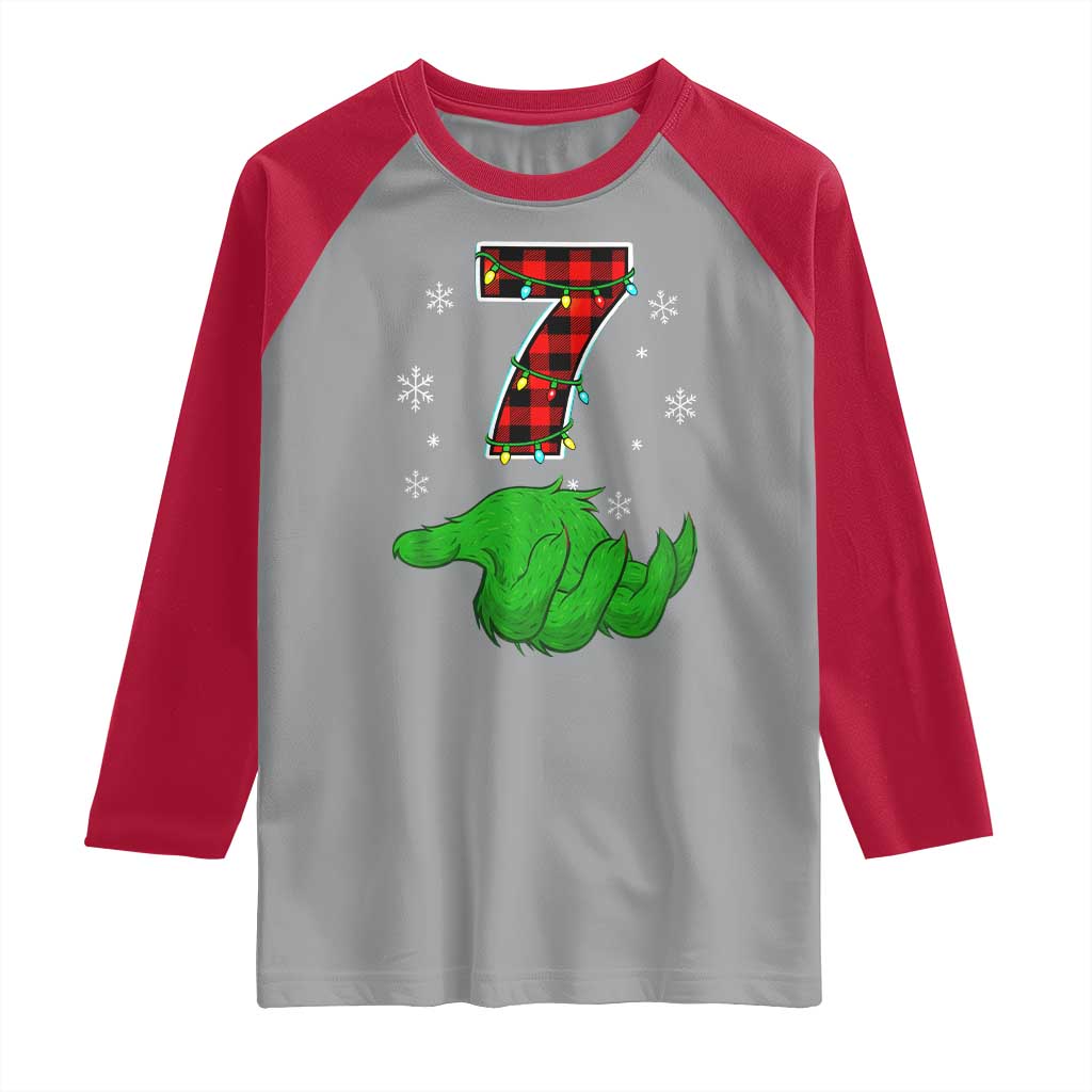 Number 7 Matching 67 Christmas Raglan Shirt Red Plaid Xmas Pajamas Holiday Gen Alpha Slang Meme - Wonder Print Shop