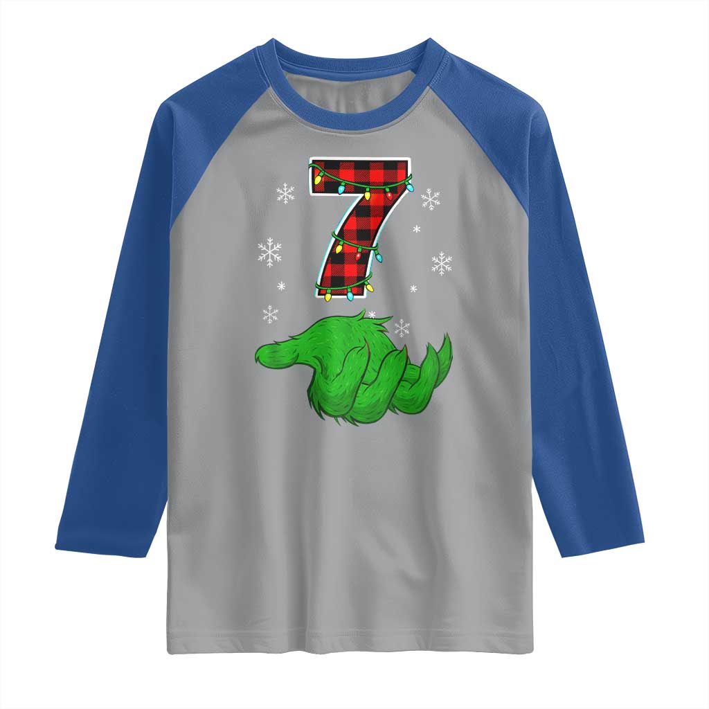 Number 7 Matching 67 Christmas Raglan Shirt Red Plaid Xmas Pajamas Holiday Gen Alpha Slang Meme - Wonder Print Shop
