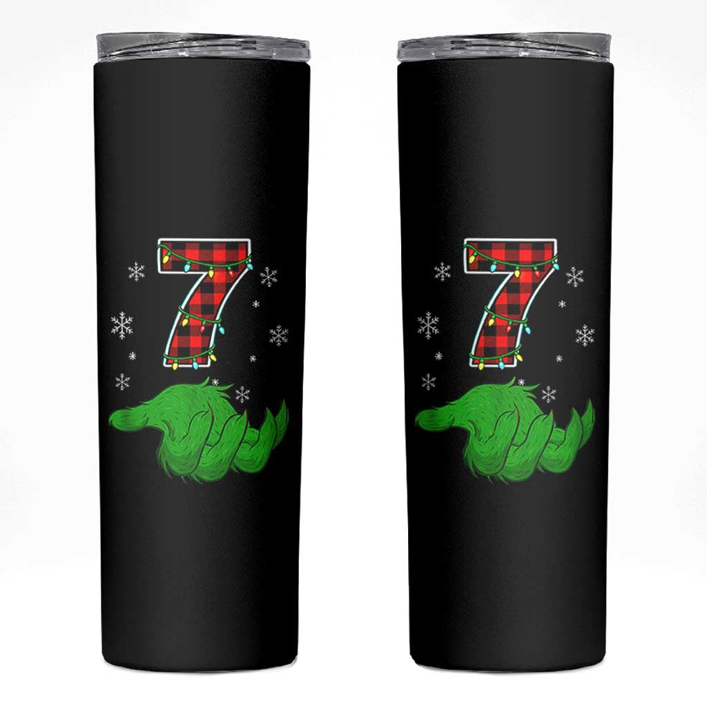 Number 7 Matching 67 Christmas Skinny Tumbler Red Plaid Xmas Pajamas Holiday Gen Alpha Slang Meme - Wonder Print Shop